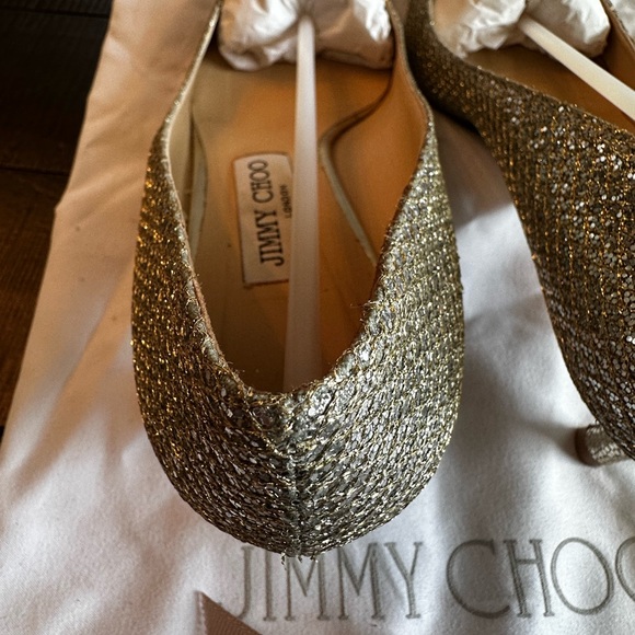 Jimmy Choo Romy 40mm Glitter Fabric in Champagne size 39.5 - Picture 8 of 11